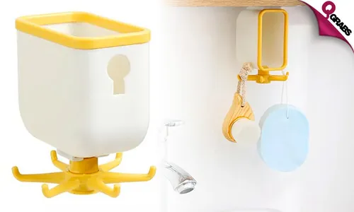 Pair of Self-Adhesive Rotating Hooks with Storage Cup!